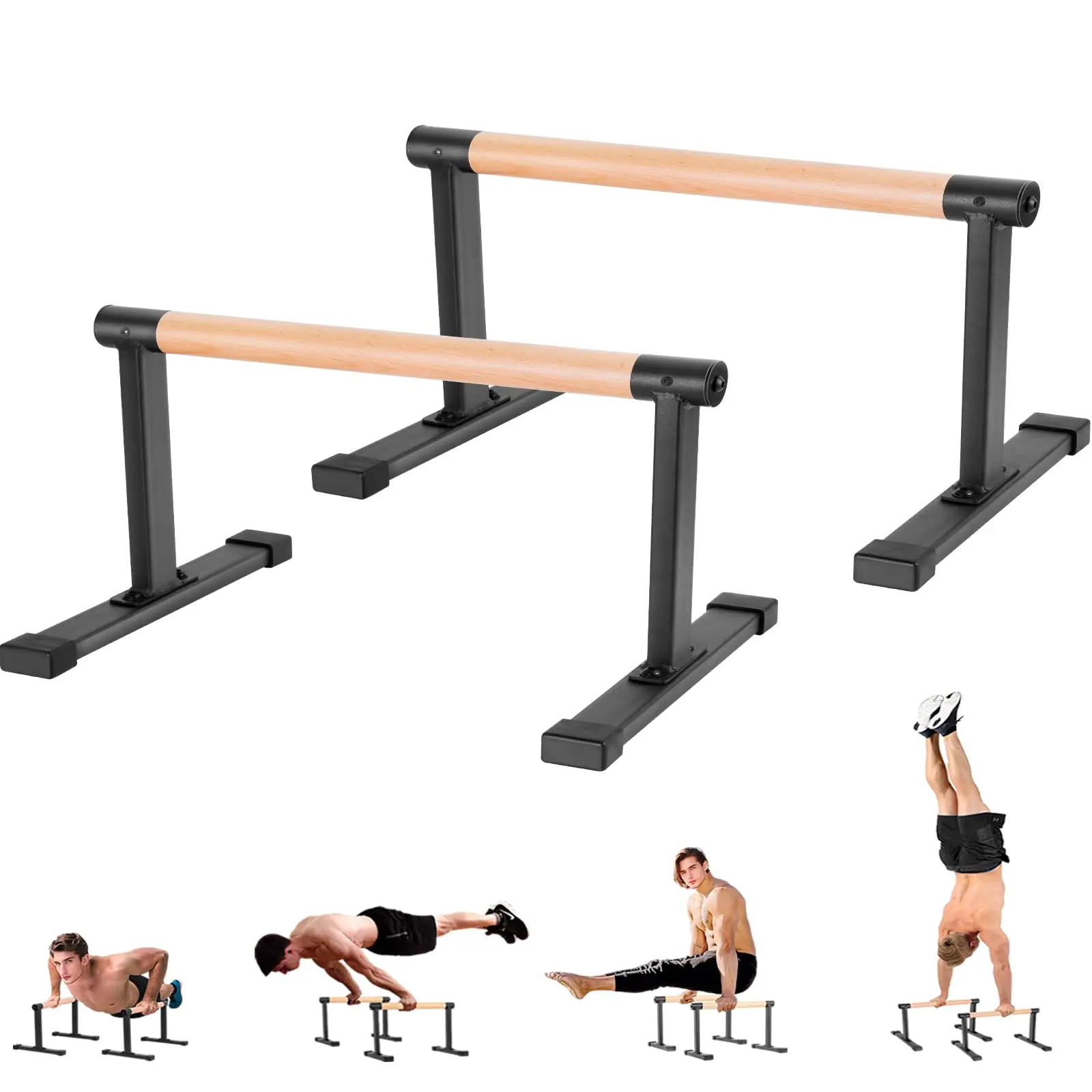 TRLAKEPREBLE Parallel Bars, Beech Wood & Steel Handstand Trainer for Strength Training Fitness, Non-Slip Parallettes with 700lbs Capacity, Handstand Trainer Equipment, Home Gym Gear, Push Up Board, Home Workout Station, Fitness Equipment, At Home Gym Equi