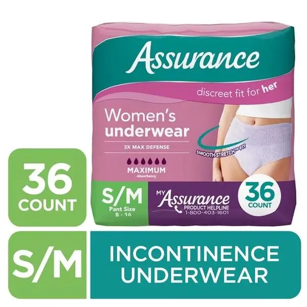 Women's Incontinence and Postpartum Underwear, S/M, Maximum Absorbency, 36 Count