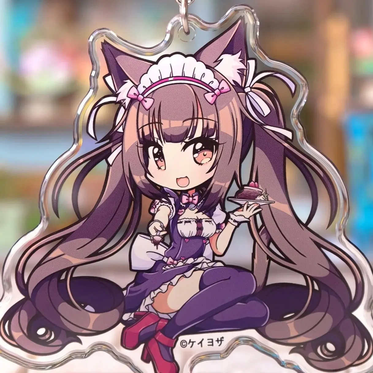 Chocola - 3" Rounded Acrylic Keychain Cute Keychian, Gift for Fan Anime