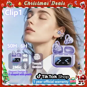 [Valentine's Day] Tukio 2026 M100 Clip-On Ear Headphones with Audio-Visual Touch Screen Wireless Audio Headphones for Music & Phone Calls Sport Waterproof & Sweatproof with Bluetooth 6.0 for Faster Stable Connection & Low Power Use