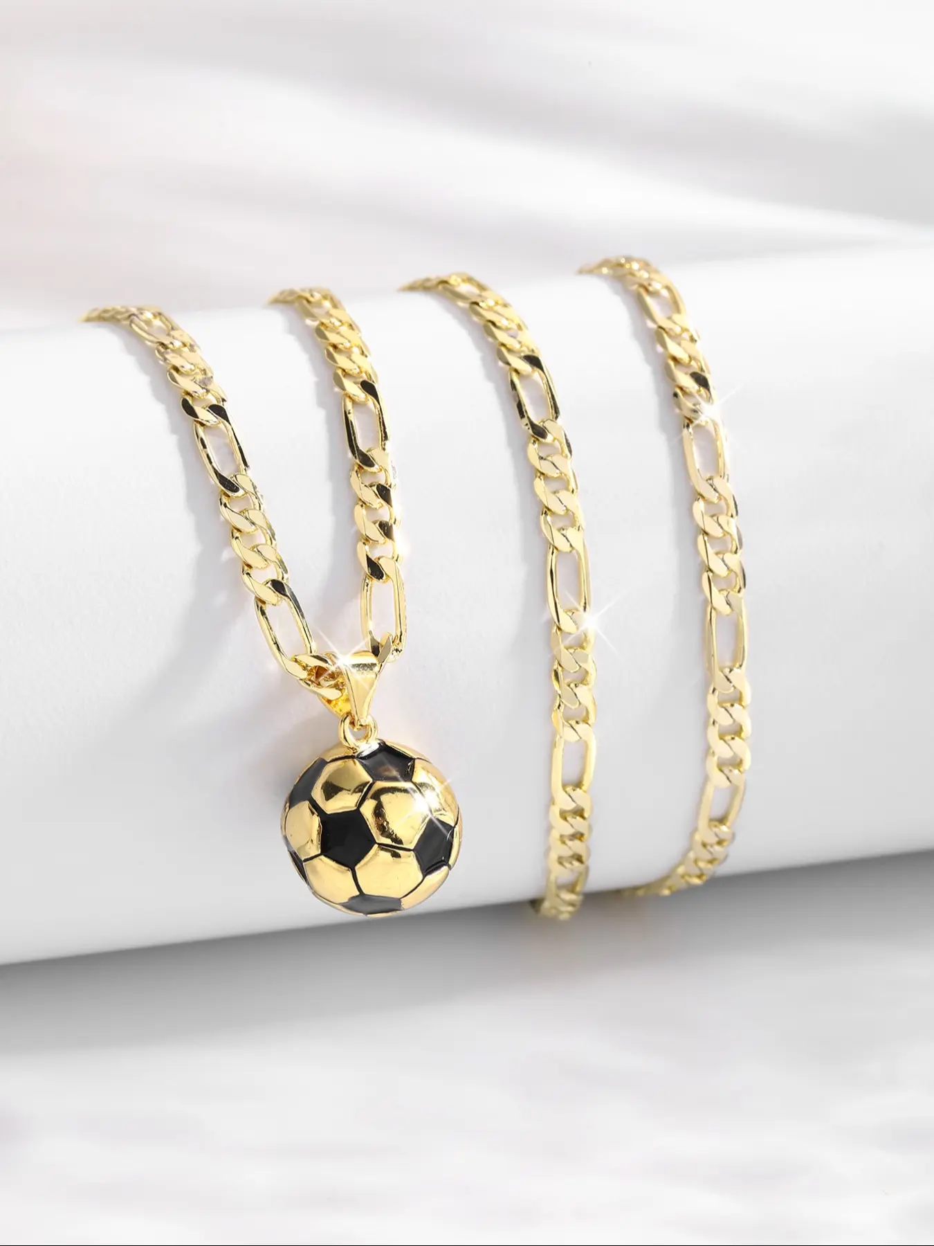 Fashion Solid Soccer Pendant Necklace, Charms Necklace, Chain Necklace, Costume Jewelry Necklace, Jewelry for Football Fans, Perfect Gift for Sports Enthusiasts
