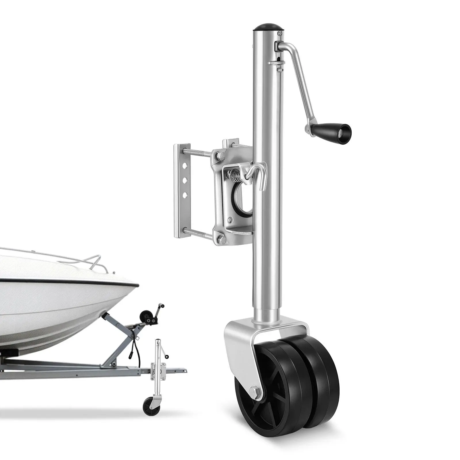 【summerfinds】VEVOR Trailer Jack with Wheel,2000 lbs Load CapacityHeavy Duty Swivel Boat Trailer Jack with PP Dual Wheel & Ergonomic Handle15-27 Inch Lift RangeFit for RVsBoats and Utility Trailers