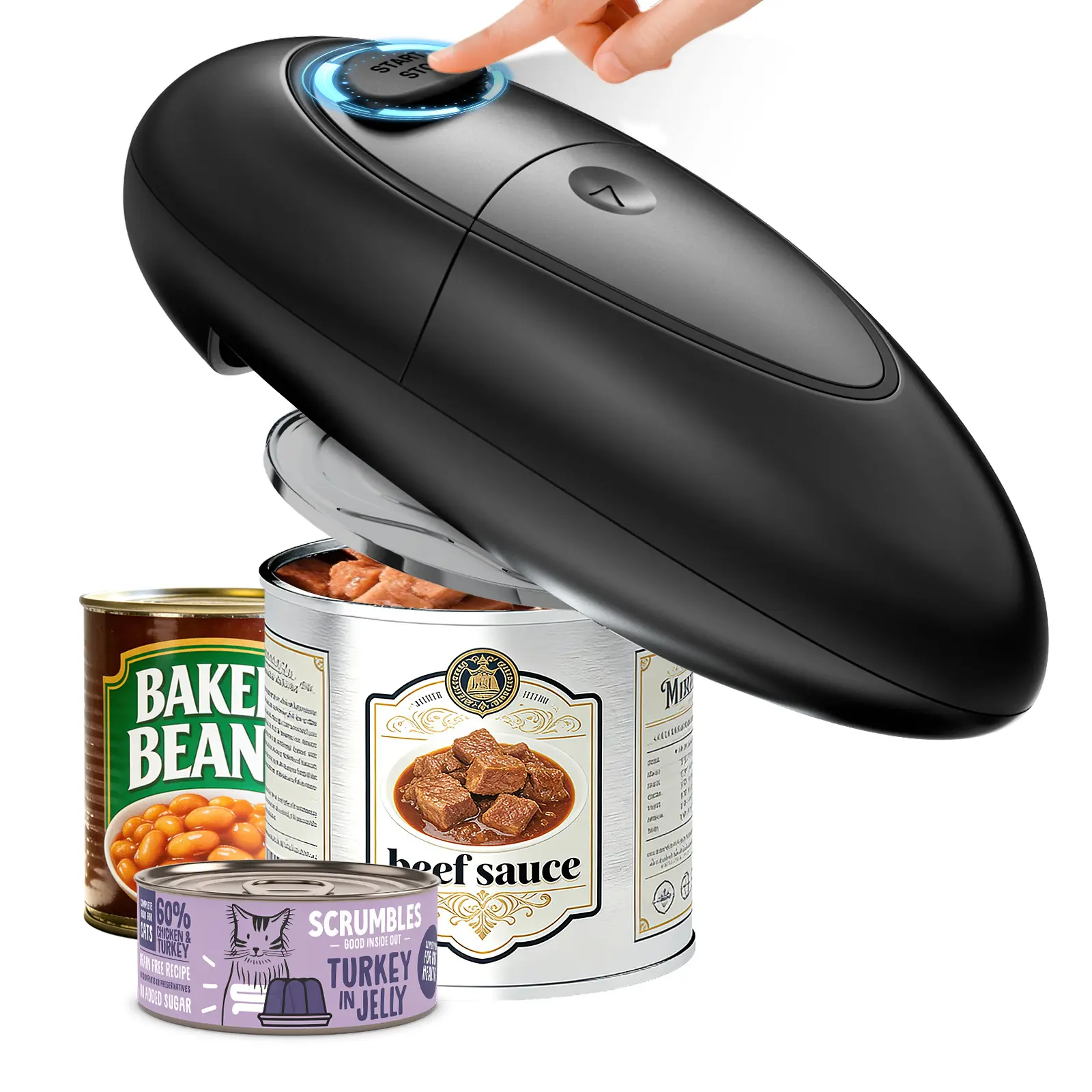 Phueut Cordless Automatic 1-Touch Electric Can Opener - Battery-Operated Low Effort Kitchen Gadget with Grip, Smooth Edge Blade, Food Safe Lid Removal, Universal Can Size Fit for Seniors (TikTok Shop Back to School),back to school,back to school haul