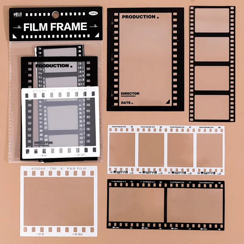 Transparent PET Frame Stickers, Vintage Film Photo Border Die Cut Stickers for Junk Journal Scrapbooking Planner DIY Craft