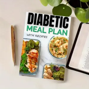 A5 Diabetes Meal Plan Book, Meal Planner with Recipes and Meal Planning Charts, Includes Cooking Methods and Recommended Fruits, Blood Sugar Tracking Included