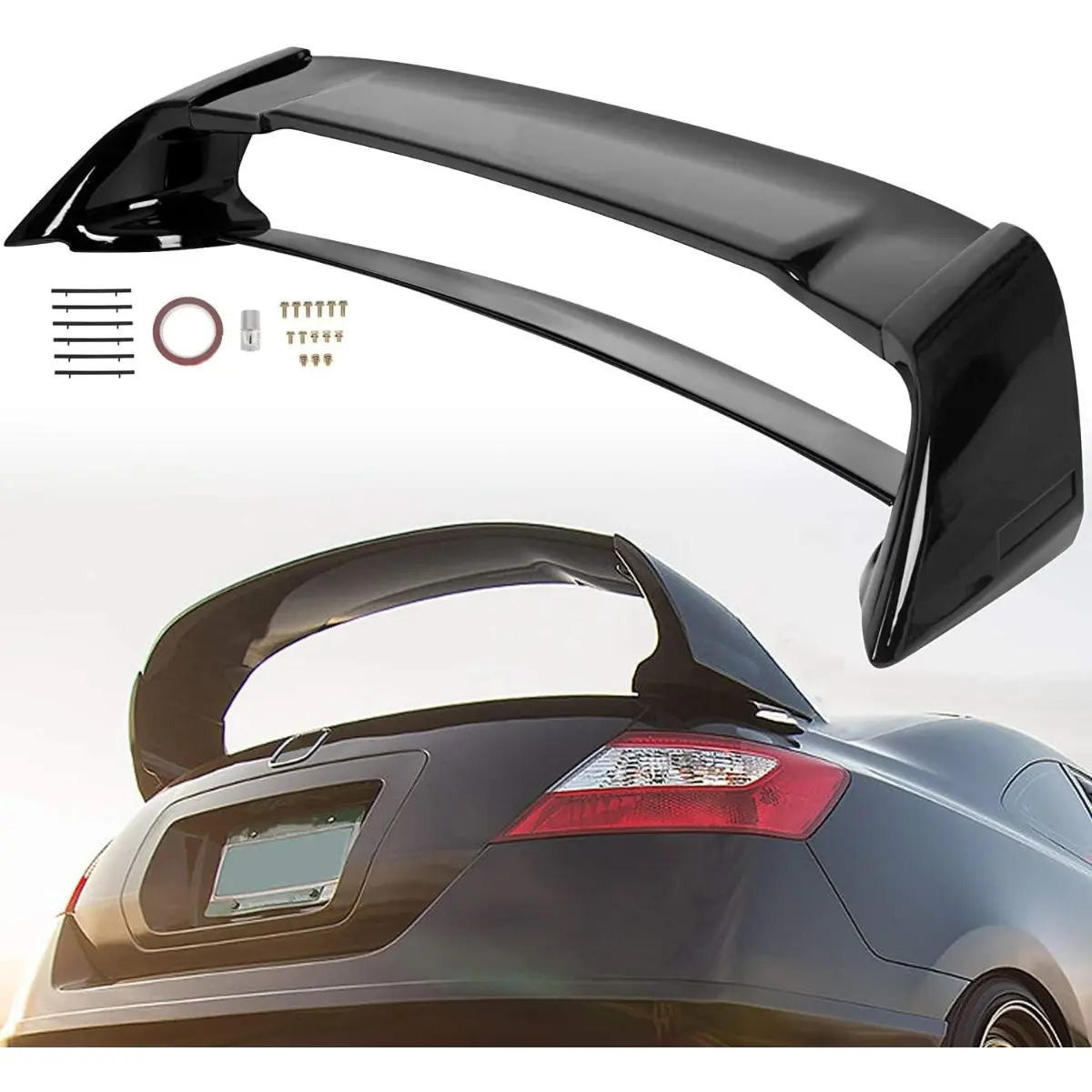 Rear Trunk Spoiler Wing Pre-Painted Compatible with 2006-2011 Honda Civic 4 Door Sedan Glossy Black-TK