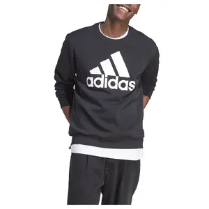 adidas Mens Essentials Fleece Crew Neck Sweatshirt Casual - Black