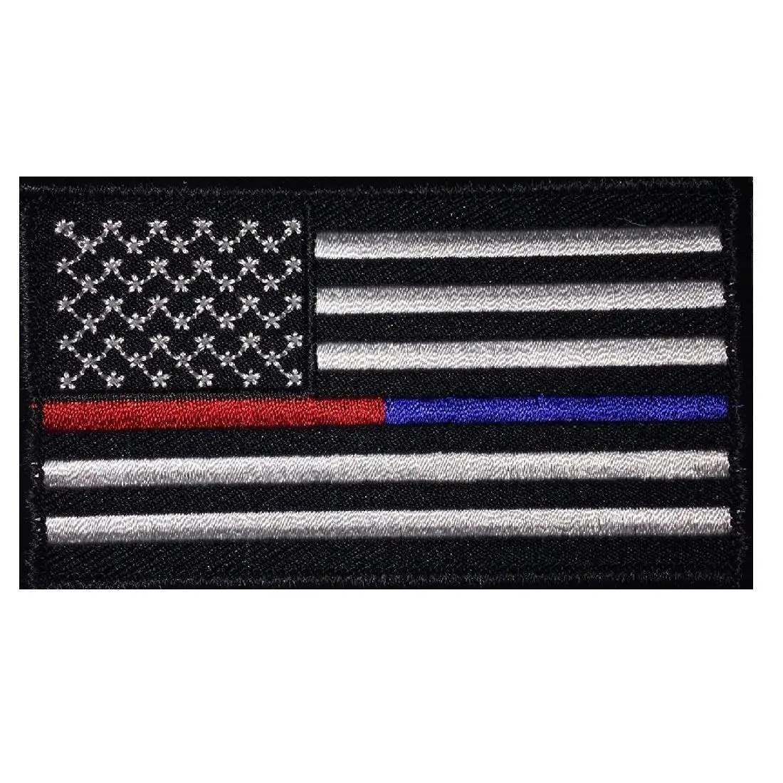 USA Flag Thin Red Blue Line Police - Firefighter Patch [3.0 X 2.0 -iron on sew on-PF9]