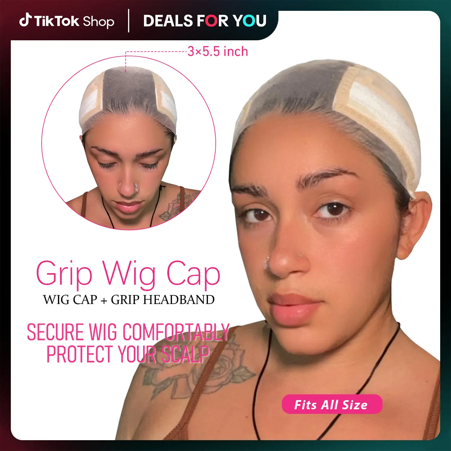Labhairs Beige Wig Grip Cap – Secure & Comfortable Fit for Wigs | Lightweight & Breathable Design | Stays In Place All Day | Adjustable Grip Band Wig Cap | Beginner-Friendly & Adjustable | Washable & Reusable | Perfect for Sensitive Scalps