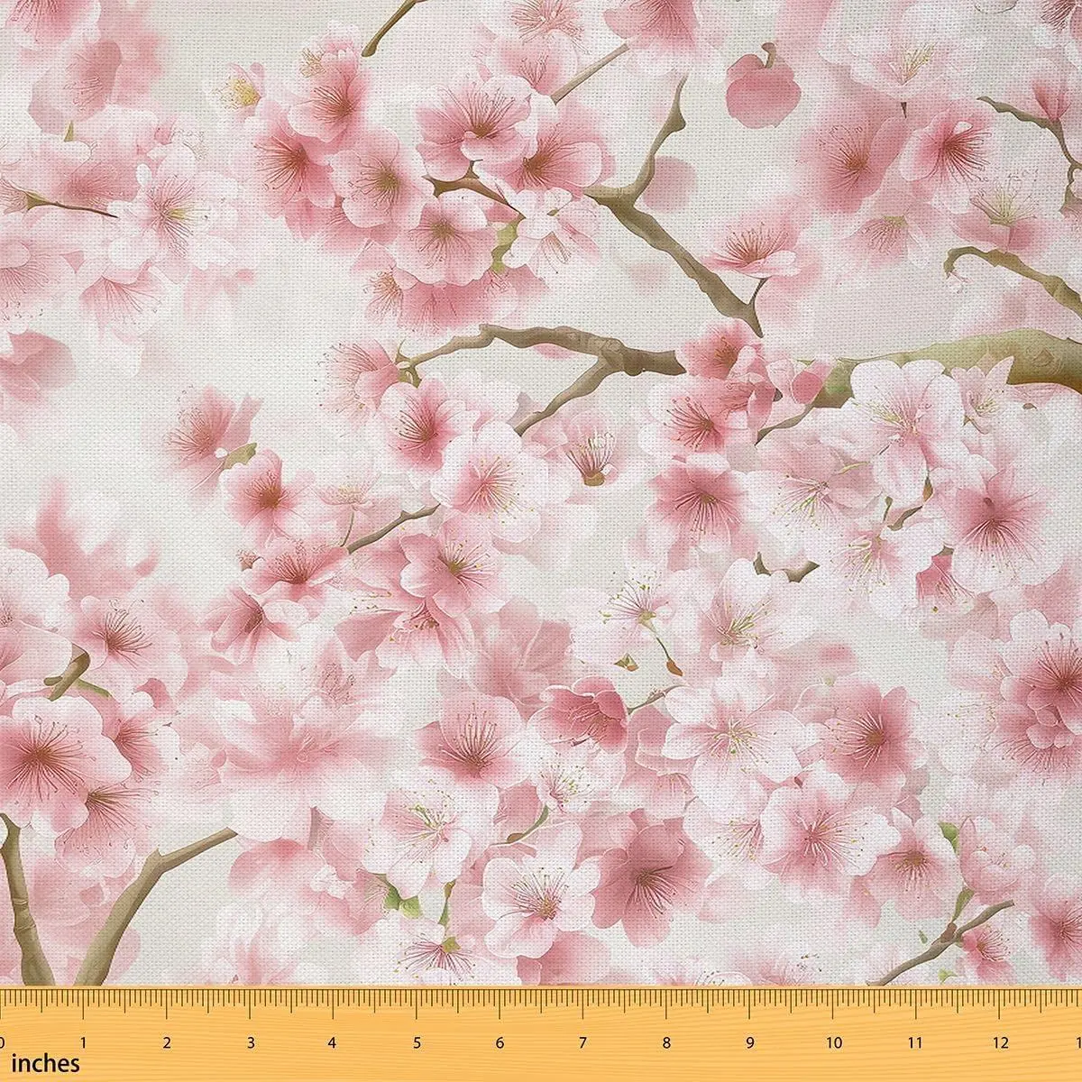 Cherry Blossom Upholstery Fabric,Japanese Flower Fabric,Pink Floral Branch Decorative Fabric,Romantic Plant Petals Waterproof Outdoor Fabric,Upholstery and Home Accents