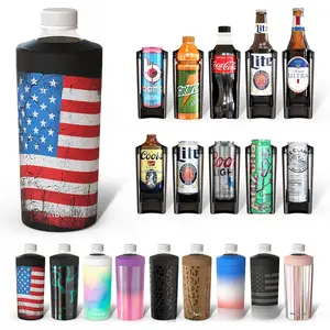 Universal XL Can Cooler - Fits All - For 12, 16, 20, and 24 ounce Bottles - Insulated Double-Walled Stainless Steel (Merica-)