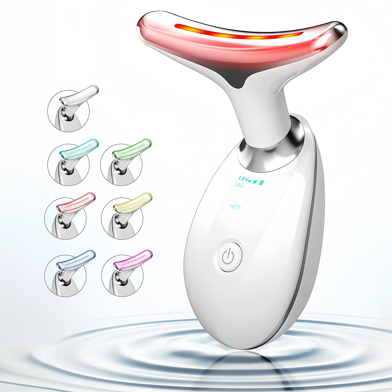 Cotsoco 7 Color Facial Massager, Red Light Therapy Cordless Face and Neck Massager with Heat, Vibration, Auto Shut Off, Beauty Device, Gift for Women