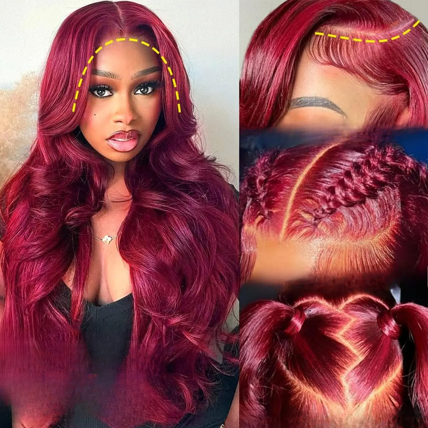 13x6 Burgundy Body Wave Lace Front Wigs Human Hair Pre Plucked 180% Density 99j Burgundy Wig Human Hair HD Lace Front Wig Glueless Red Wigs for Black Women Human Hair Bleached Knots 30 inch
