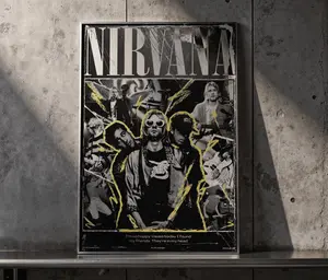 Nirvana Band Music Poster | HD Waterproof Wall Art | Iconic Rock Album Design | Durable Print | Trendy Room Decoration, Easy-to-Apply Gift
