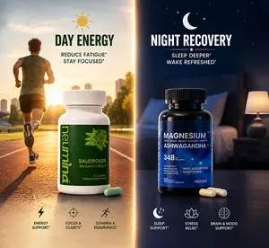 Neumina Day & Night Stress Recovery System – Magnesium Sleep Support + Rhodiola Energy Focus + Ashwagandha Relaxation Supplement for Stress & Sleep Support