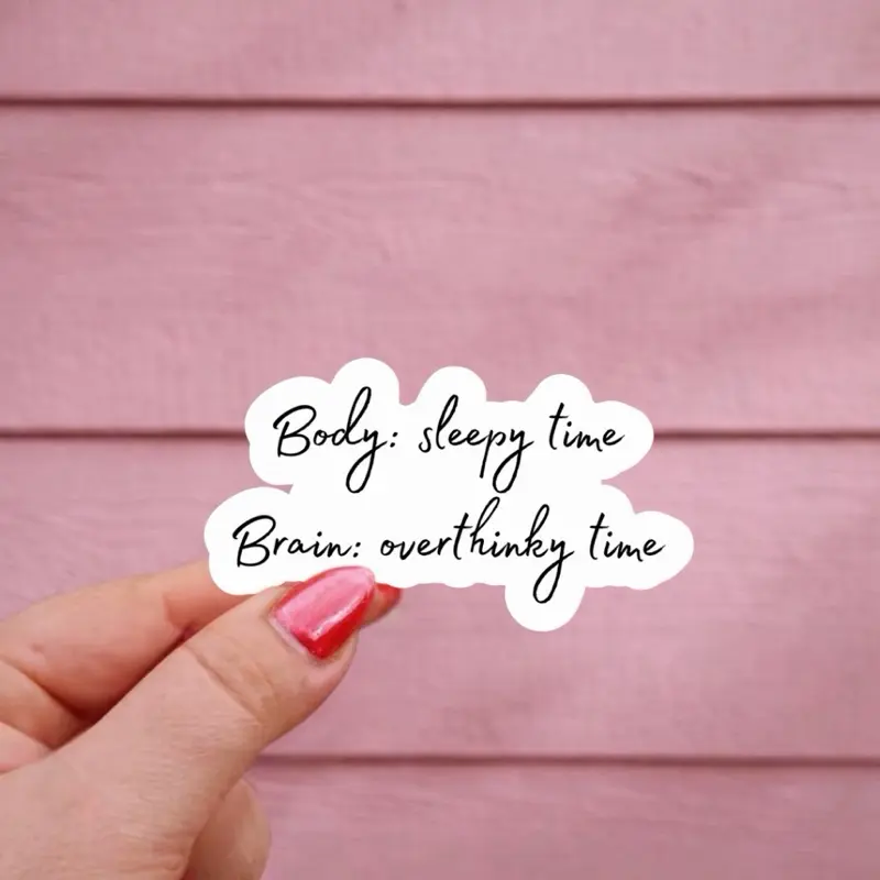 Tired And Overthinking Metal Health Sticker, Overthinker Decal Tired Mom Decal Brain Funny Sticker