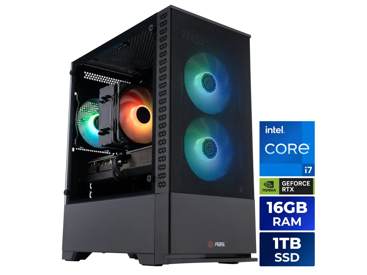ABS Cyclone Aqua Prebuilt Gaming PC - Windows 11 - Intel Core i7-14700F - GeForce RTX 5060 Ti 16GB - DLSS 4 - 16GB DDR5 - 1TB NVMe SSD
