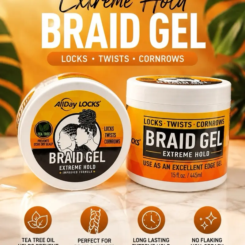 2 pieces BRAID GEL EXTREME HOLD 16OZ FOR LOCKS, TWISTS, CORNROWS. USE AS AN EXCELLENT EDGE