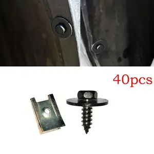 40pcs nuts installation clamps, U-shaped fasteners, U-shaped nuts and bolt seats, used for the protective device of the car engine guard plate and bumper.