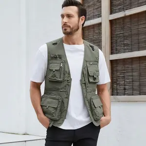 100% nylon material, anti-static design for safety (true size - US size). Men’s fashion quick-dry mesh casual outdoor multi-pocket fishing photography vest/workwear jacket with multiple pockets.