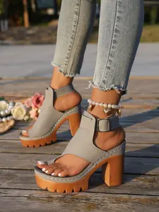 Summer coarse heel high-heeled sandals for women, Adjustable strap sandals, comfortable and breathable, with a single buckle strap design, waterproof platform thick soled, casual open toe sandals for daily wear, suitable for commuting, parties