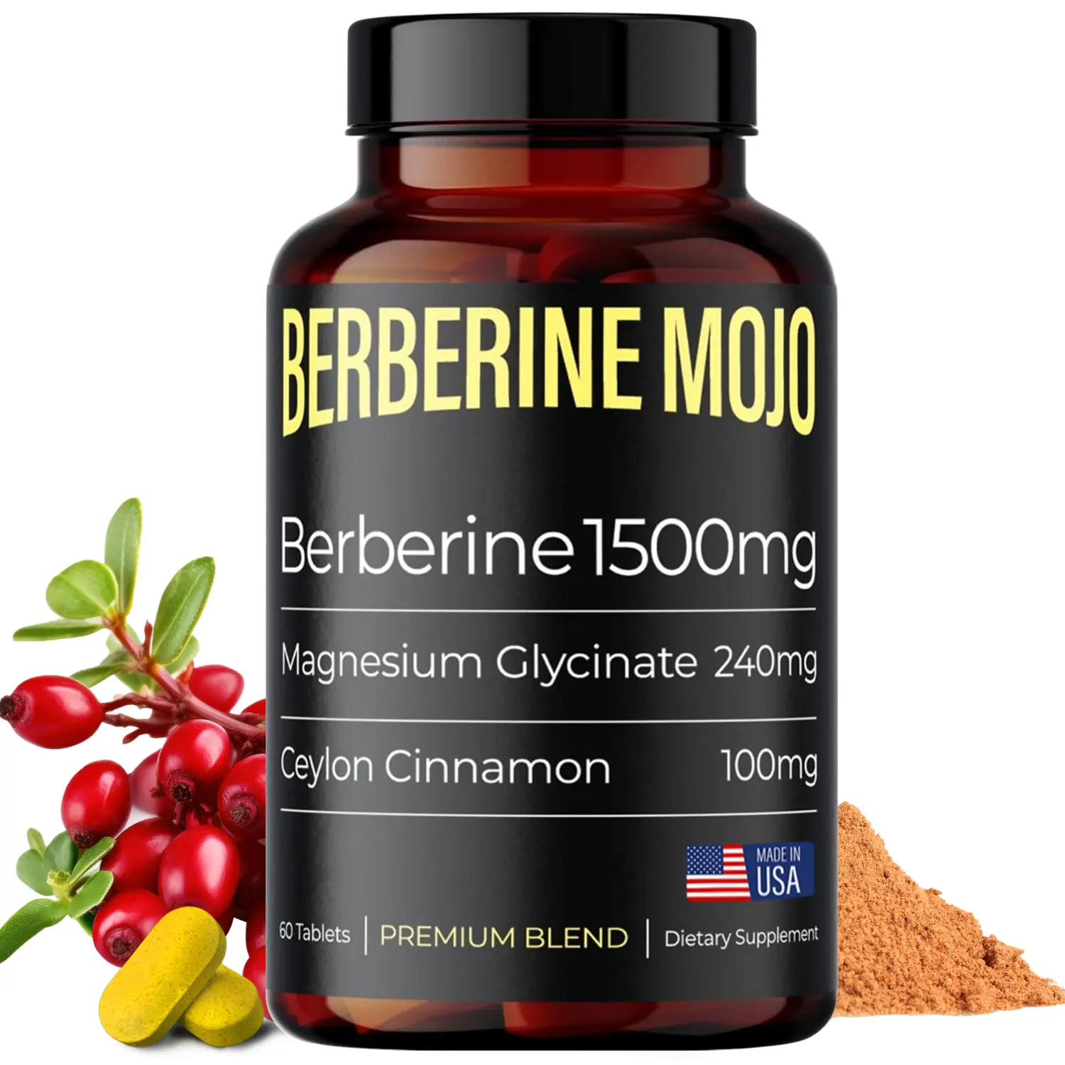 Berberine Mojo - Berberine HCL with Magnesium Glycinate and Ceylon Cinnamon. Healthcare Dietary Healthcare Dietary Fitness