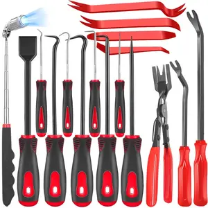 17Pcs Carbon Steel Precision Pick & Hook and Trim Removal Tool Set with Scraper and Magnetic Telescoping Tool Kit for Remove Automotive Electronics Maintenance Hoses Gasket ，fastener remover，tools and gadgets for him, mechanic tools