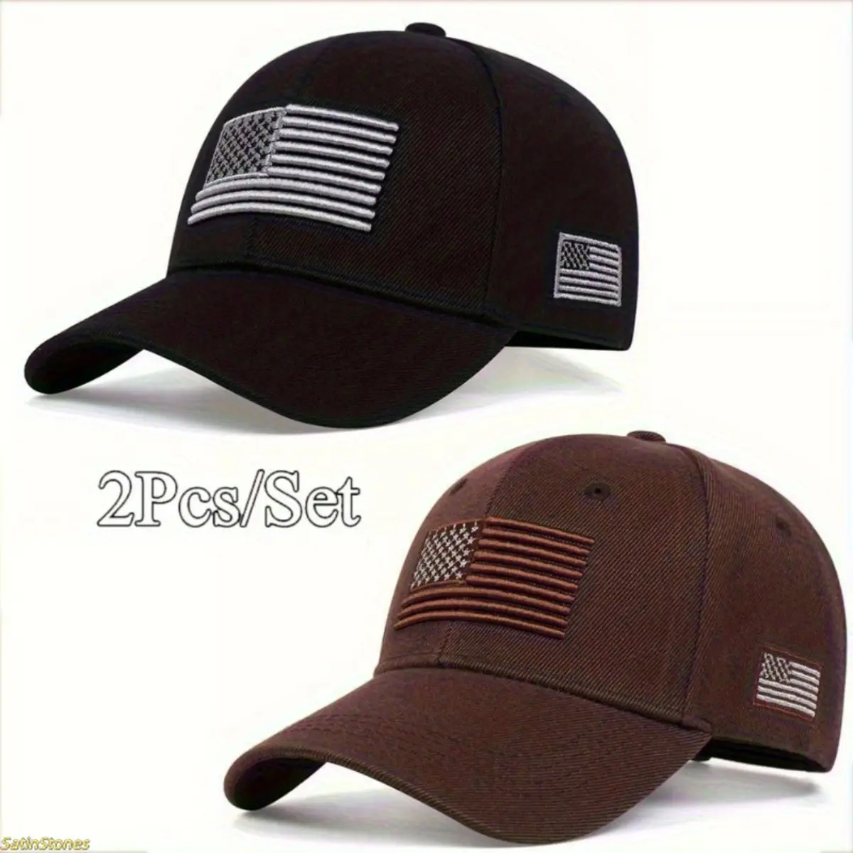 Unisex 2-Pack Plain Cotton Blank Baseball Hats - Casual Stars and Stripes Embroidery, Breathable, Sturdy, American-Style, for Commute, Outdoor Activities, Ideal Gifts, Blank Hats, Flag Embroidery, American Flag, Dad Cap Style