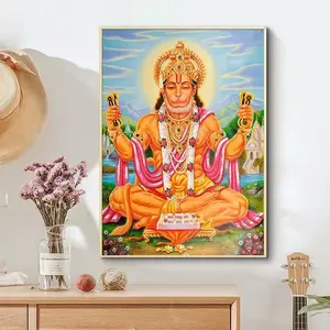 Religious Hanuman Poster and Prints Canvas  Wall Art Hindu Monkey God Figure PaintingWall Art For Living Room Home Decoration