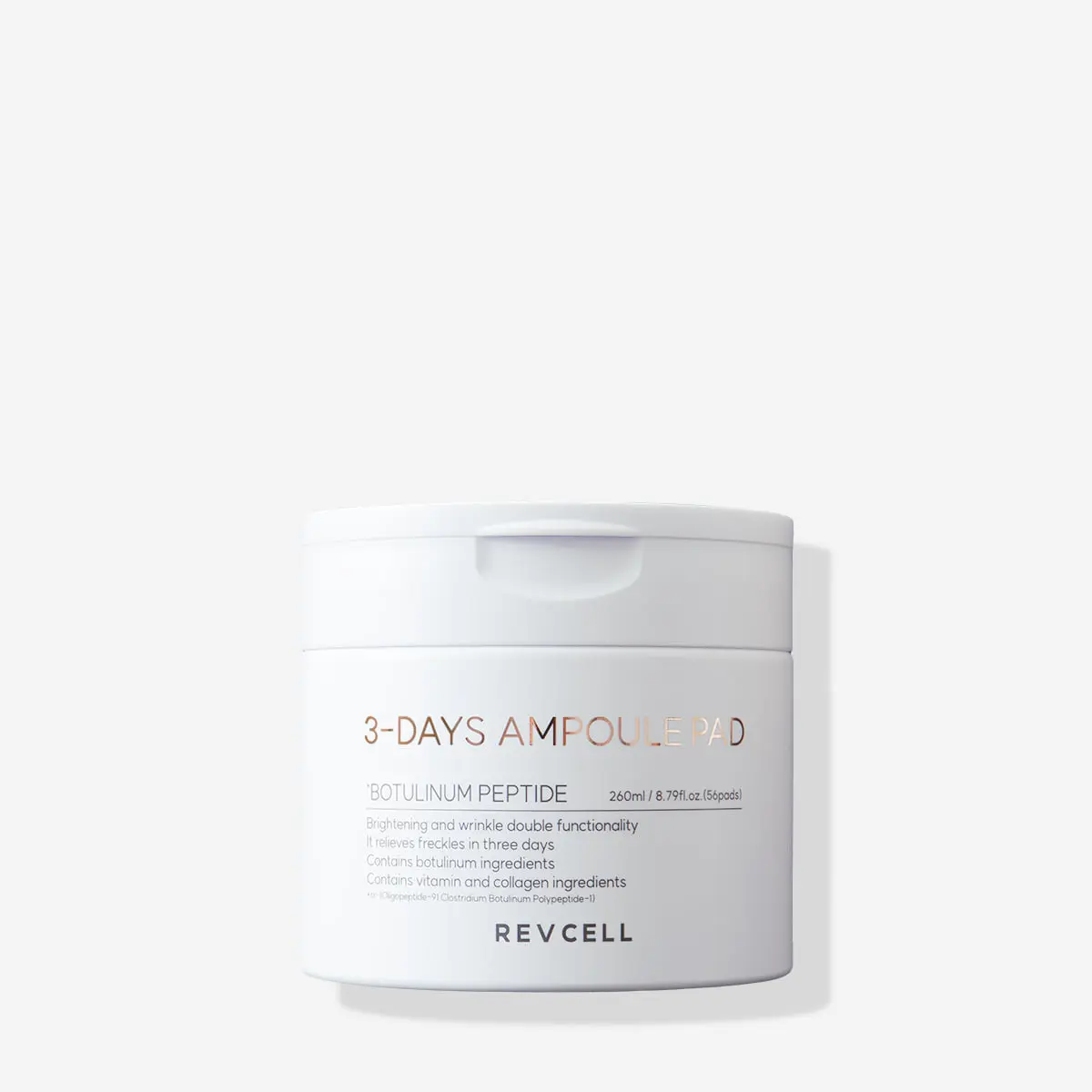 REVCELL 3-Days Ampoule Pad, Vita Collagen Peptide Toner Pads for Brightening & Firming, 56 Pads (260ml)