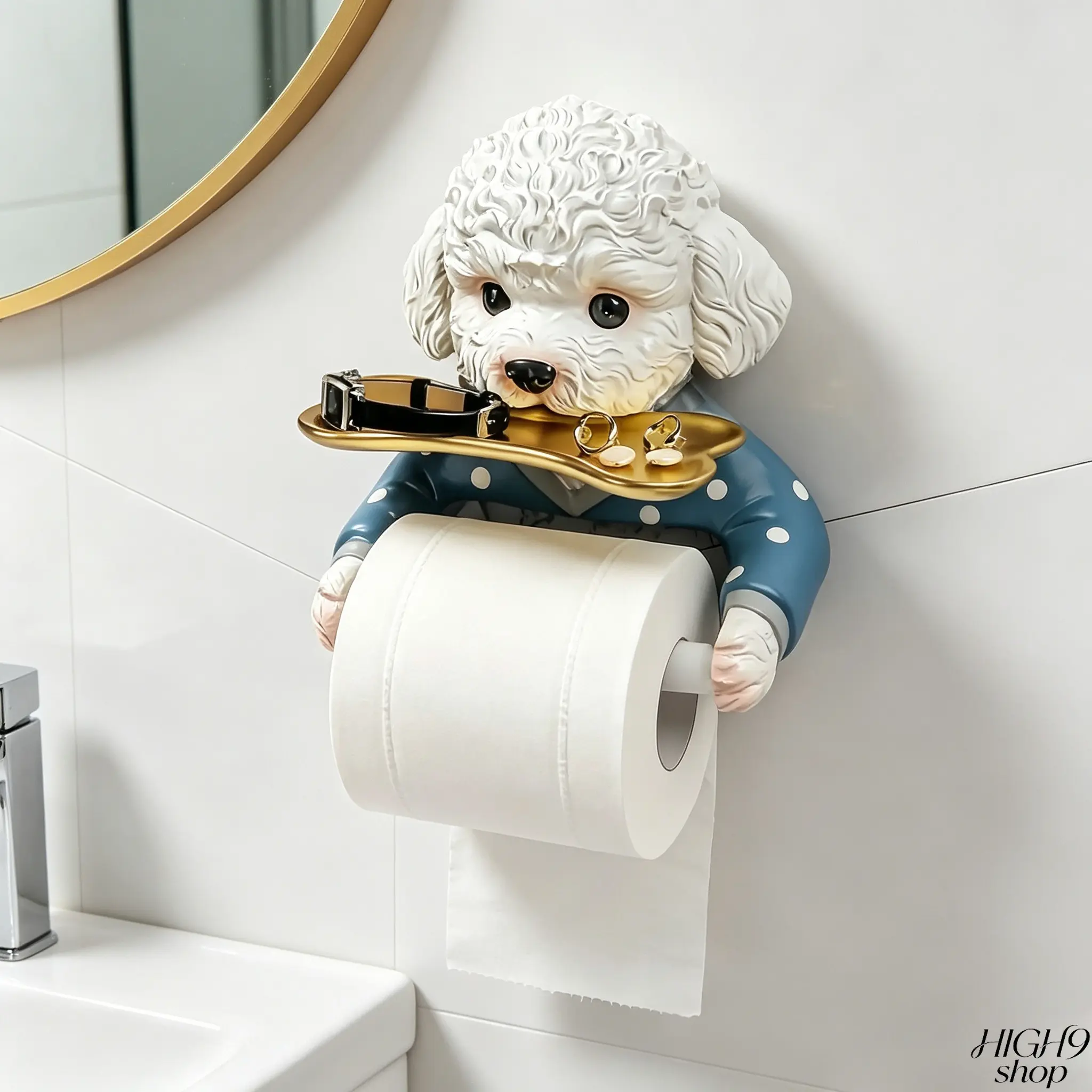 Cute Dog Shaped Wall-Mounted Resin Tissue Holder, Practical Bathroom Accessory For Home, Hotel And Dormitory Styling, Adorable Decorative Storage Ornament To Refresh Your Restroom Interior Layout