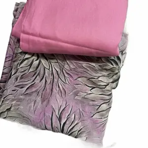 Pink Mix Somali Baatik - Elegant Leaf Patterned Fabric for Traditional Wear