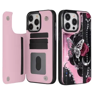 Phone case: Silver Moon painted faux leather flip phone case with high cost performance, magnetic suction function and card slot, suitable for iPhone 17/16/15/14/13/12/Pro/ProMax/Plus/Air/series, birthday gift, holiday gift, couple phone case summerwins