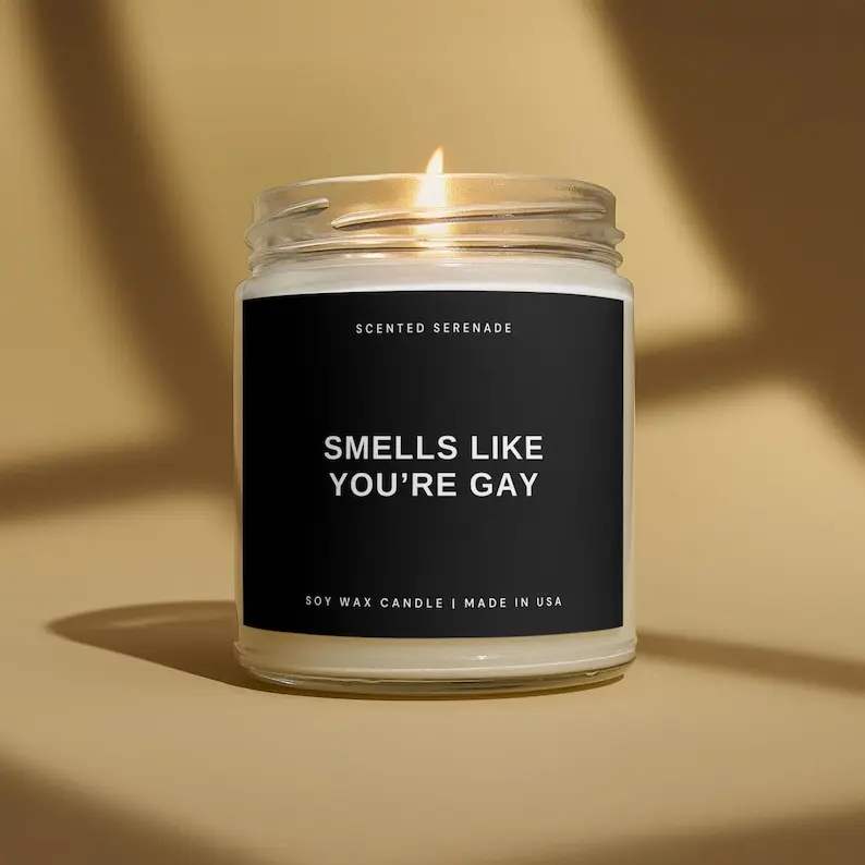 LGBTQ+ Gift, Smells Like You're Gay Candle, Funny Unique Handmade Pride Month June Party Favor Present Queer Bisexual For Friend