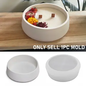 1pc Large Round Silicone Mold for DIY Plaster Cement Candle Cups, Resin Molds for Home Decor Flower Pots Storage Boxes