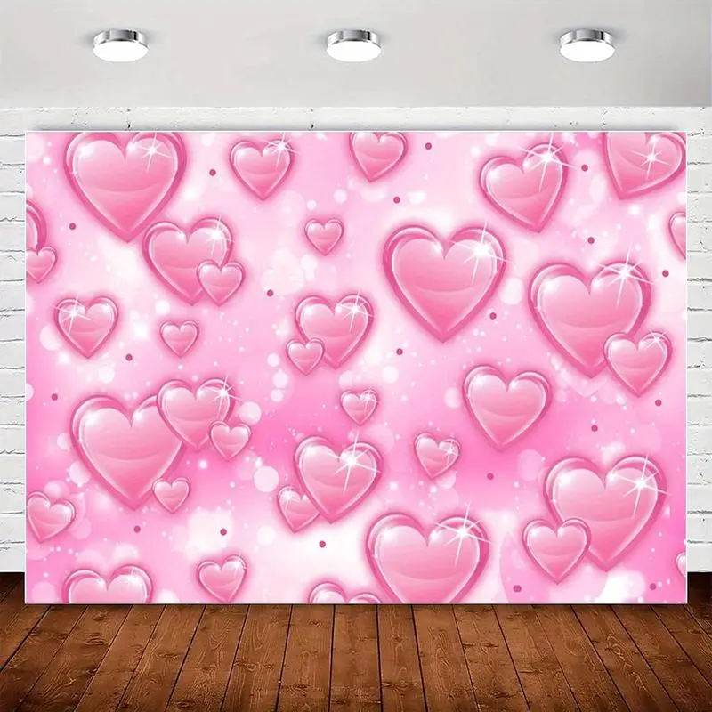 Vintage 90s Pink Heart Backdrop Tapestry - Durable Peach Light Beige Fabric, Easy to Hang with Hooks, Multi-Size Options for Birthday Parties, Glamour Photoshoots, Sofa Cover & Wall Decor, Picnic Blanket Hanging Lightweight