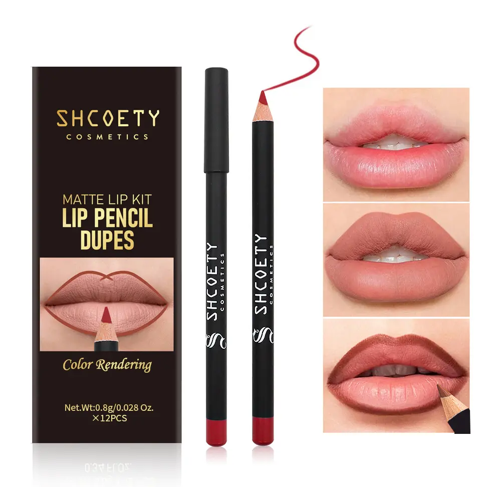 Lip Liner - 12Pcs Lip Liner Set, Long Lasting & Waterproof Lip Stain for Women, 2 in 1 Lip Liner & Eye Liner Pencil, Matte Smooth Textured & Long wearing Lipstick & Lip Pencil