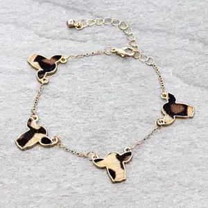 Leopard Cowhide Cow Head Link Bracelet