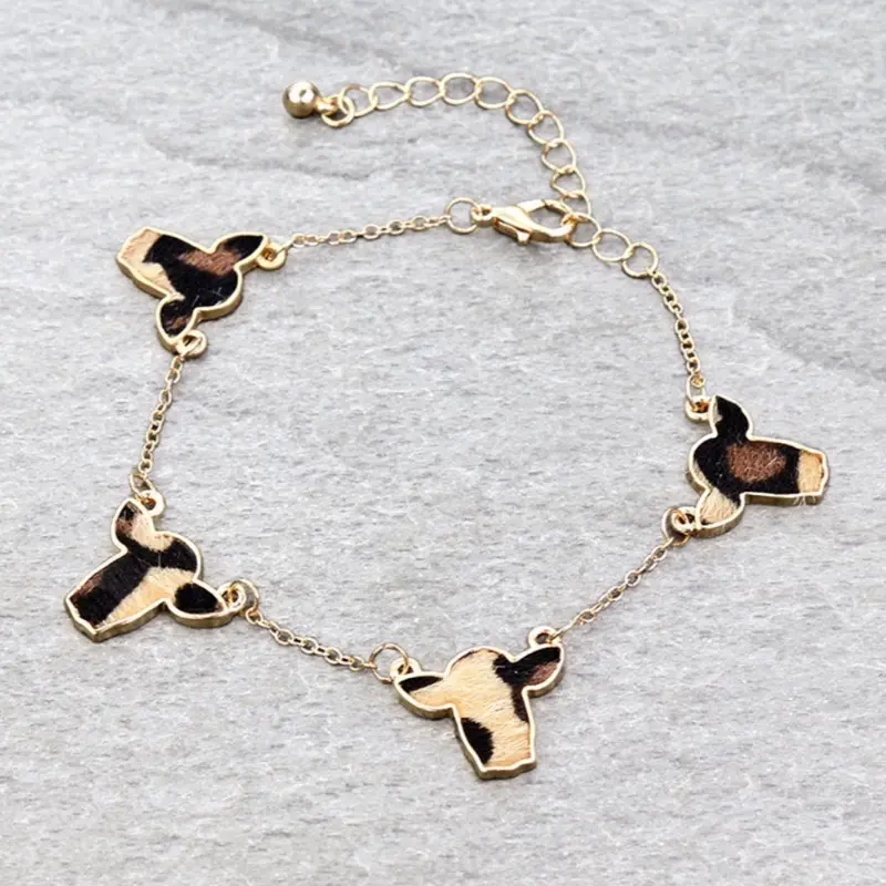 Leopard Cowhide Cow Head Link Bracelet