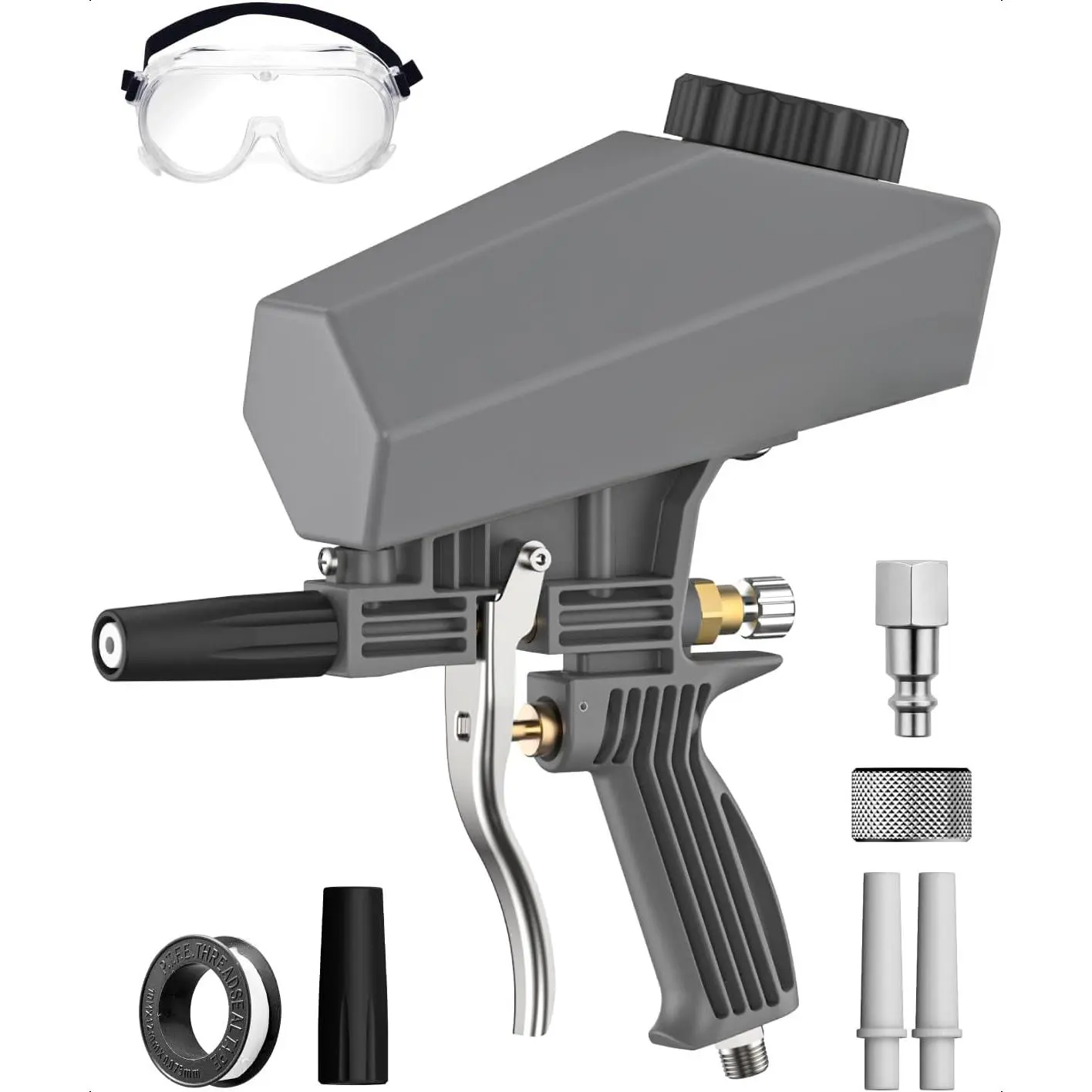 Leak-Proof Portable Sand Blaster Gun Kit for 60-120 PSI Air Compressor, Mini Sandblaster for Rust & Paint Removal, Compatible with Aluminum Oxide, Sand & Soda, Perfect for Small Project