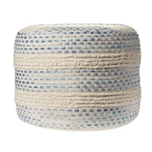 Ox Bay Striped Dots Woven Cotton Blend Pouf Ottoman