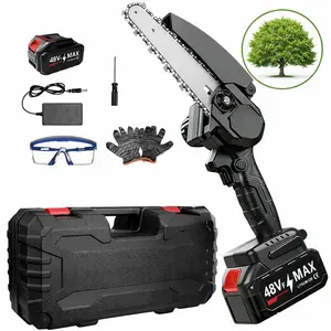 Brushless Mini Chainsaw - Portable 6 inch Electric Cordless Saw for Wood Cutting, 2000mAh Batteries, Pruning, Gardening, Camping - Ideal for Seniors, Women, Holiday Gift, Outdoor Trimmer