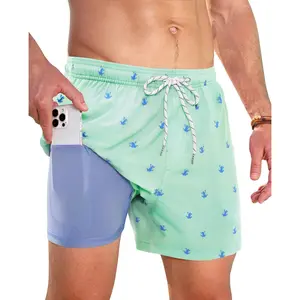 Swim Trunks Mens 5 Inch Inseam Compression Liner Short Men Bathing Suit Lined Swimming Shorts Men's Swim Suits