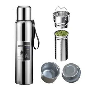 Large Stainless Steel Water Bottle With Tea Infuser Vacuum Flask Keeps Hot 24 Hours