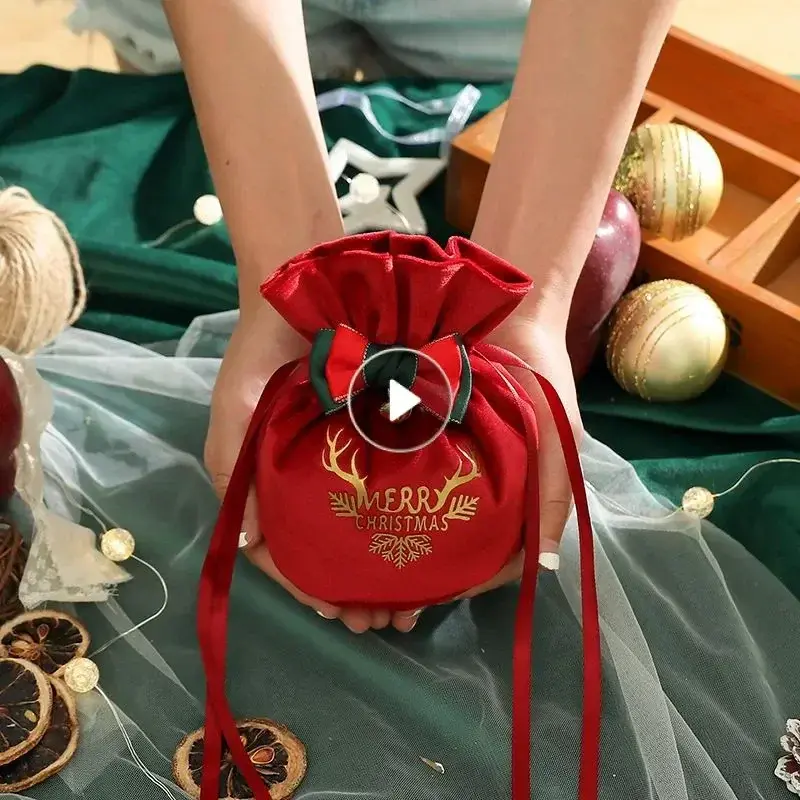 Guopei02 12pcs Christmas Gift Bag Christmas Apple Velvet Bag Christmas Eve Candy Box Christmas Flannelette Bundle Pocket Stockings New