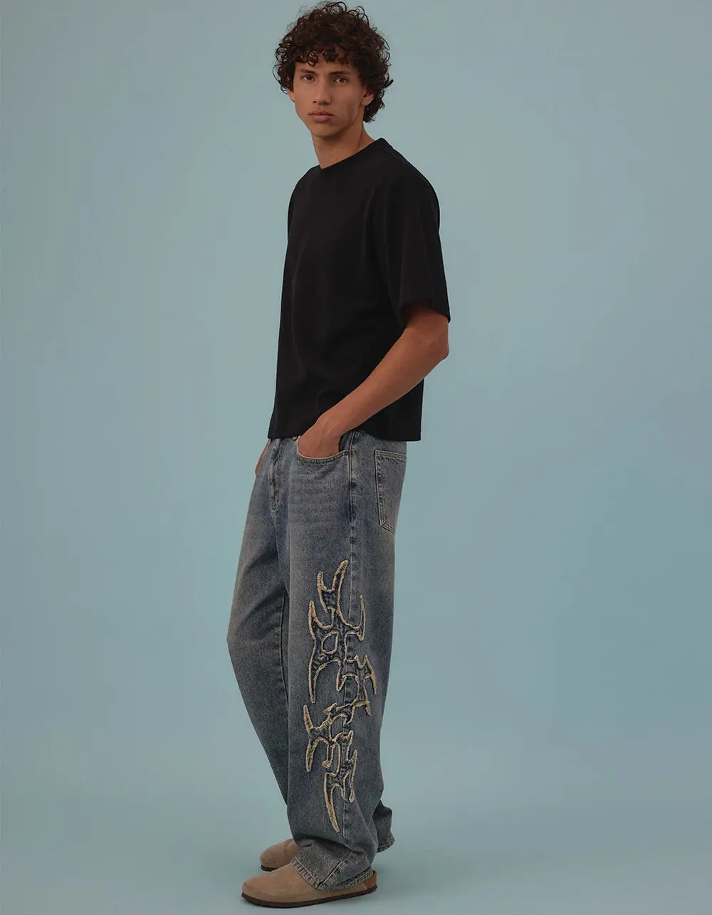 RSQ Applique Mens Baggy Jeans