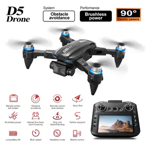 D5 professional drone, high-definition dual cameras, optical flow positioning hover, brushless power, intelligent obstacle avoidance, remote control with built-in screen display, stable 2.4G frequency band signal, easy for beginners to use.