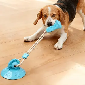 1PC Dog Toy Squeaky Chew Ball with Suction Cup Interactive Treat Dispensing Bite Resistant Puzzle for Puppy Small Medium Dogs