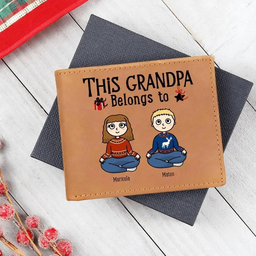 Grandpa Personalized Cowhide Leather Wallet