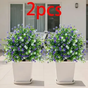 Two Eucalyptus Camellia Artificial Potted Trees, UV Protection, Ideal for Indoor/outdoor Decor, Home, Hotel, Garden, Wedding, Vacation